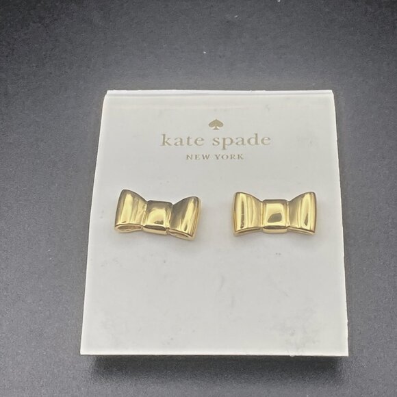 kate spade new york Jewelry - NWT Kate Spade Earrings Take A Bow Yellow Gold Plated Stud Post Pierced Classic